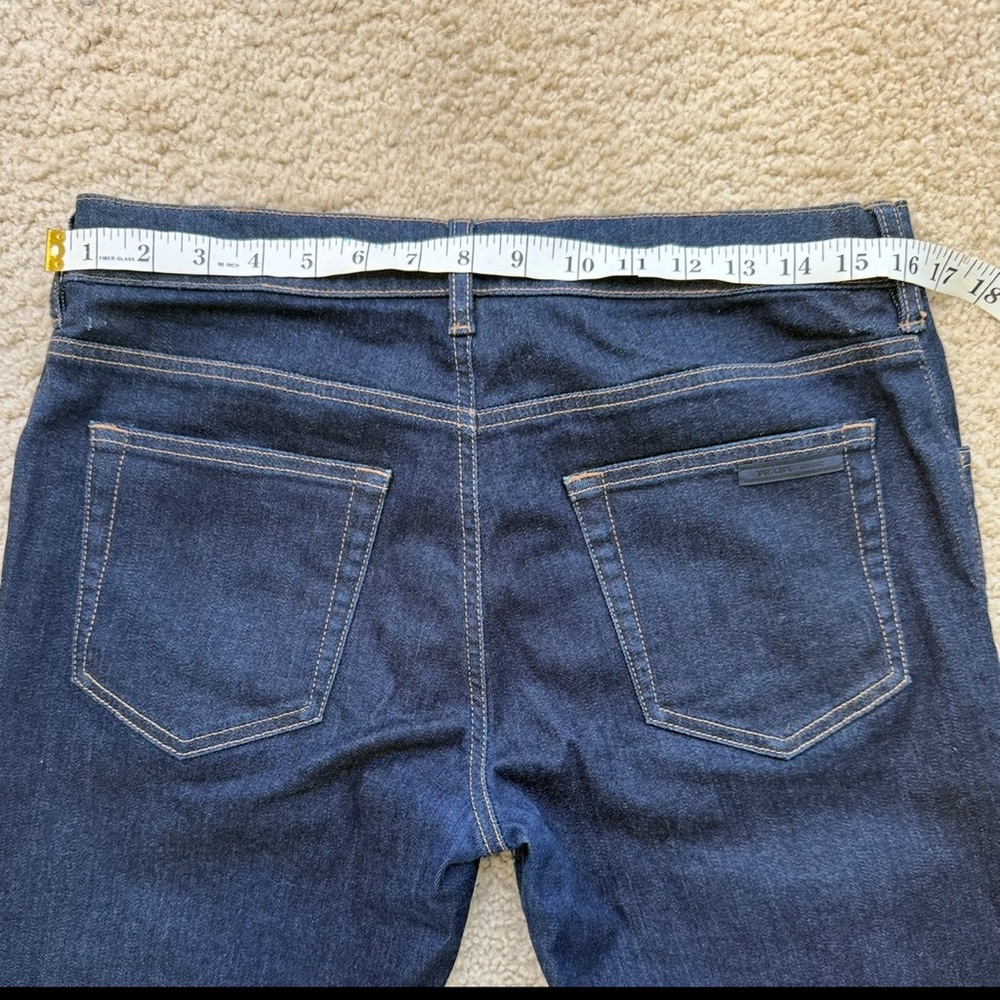 PRADA Dark Wash Mid High Rise Straight Leg Jeans Women Luxury Designer Denim 33 - Picture 10 of 17